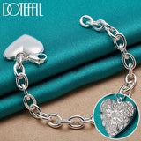 925 Silver Heart Photo Frame Pendant Bracelet Wedding Jewelry