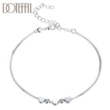 925 Silver Heart Bead Chain Bracelet Wedding Jewelry