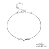 925 Silver Heart Bead Chain Bracelet Wedding Jewelry