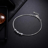 925 Silver Heart Bead Chain Bracelet Wedding Jewelry