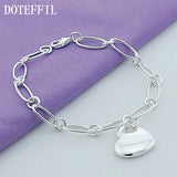 925 Silver Heart Pendant Bracelet Wedding Party Jewelry