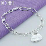 925 Silver Heart Pendant Bracelet Wedding Party Jewelry