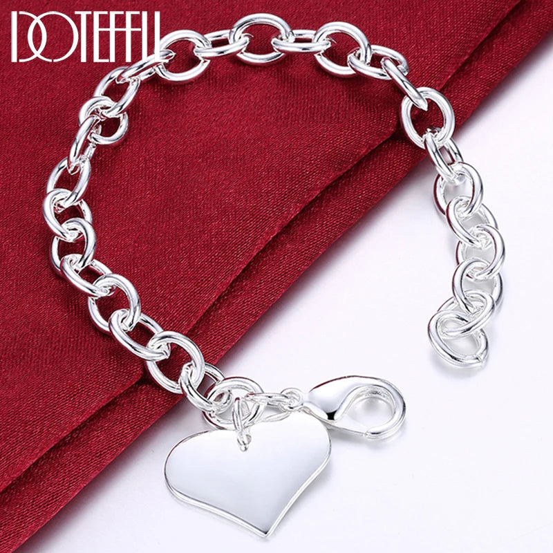 925 Silver Heart Bracelet for Wedding