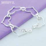 925 Silver Heart Bracelet for European Charm, Long Silver Women Jewelry