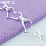 925 Silver Heart Bracelet European Clasp Charm Jewelry