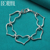 925 Silver Heart Bracelet European Clasp Charm Jewelry