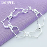 925 Silver Heart Bracelet European Clasp Charm Jewelry