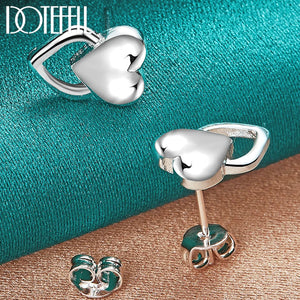 925 Sterling Silver Heart Stud Earrings For Woman