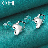 925 Sterling Silver Heart Stud Earrings For Woman
