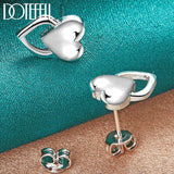 925 Sterling Silver Heart Stud Earrings For Woman