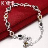 925 Silver Heart Zircon Bracelet Chain Wedding Jewelry