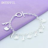 925 Silver High Heels Bag Pendant Bracelets Women Charm Jewelry