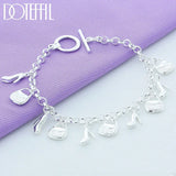 925 Silver High Heels Bag Pendant Bracelets Women Charm Jewelry