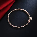 925 Sterling Silver 4mm Rose Bead Chain Bracelet