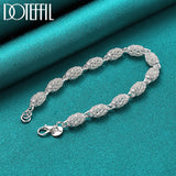 925 Sterling Silver Hollow Bead Ball Bracelet Chain For Woman