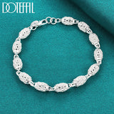 925 Sterling Silver Hollow Bead Ball Bracelet Chain For Woman