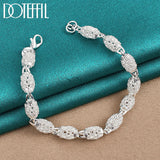 925 Sterling Silver Hollow Bead Ball Bracelet Chain For Woman