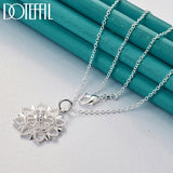 925 Silver Hollow Carved Zircon Pendant Necklace 18-30 Inch Chain Women Wedding