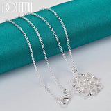 925 Silver Hollow Carved Zircon Pendant Necklace 18-30 Inch Chain Women Wedding