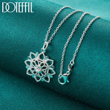 925 Silver Hollow Carved Zircon Pendant Necklace 18-30 Inch Chain Women Wedding