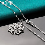 925 Silver Hollow Carved Zircon Pendant Necklace 18-30 Inch Chain Women Wedding
