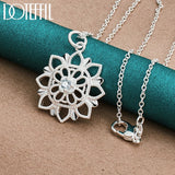 925 Silver Hollow Carved Zircon Pendant Necklace 18-30 Inch Chain Women Wedding