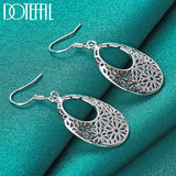 925 Silver Hollow Flower Drop Earring Wedding Jewelry