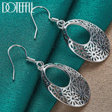 925 Silver Hollow Flower Drop Earring Wedding Jewelry
