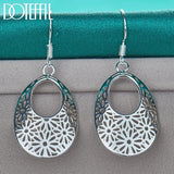925 Silver Hollow Flower Drop Earring Wedding Jewelry