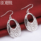 925 Silver Hollow Flower Drop Earring Wedding Jewelry