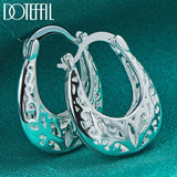 925 Silver Flower Hoop Earrings Wedding Jewelry