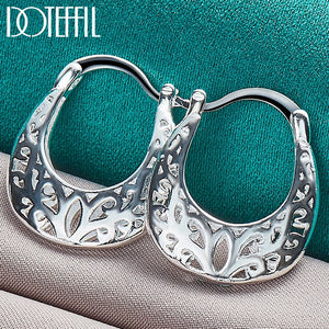 925 Silver Flower Hoop Earrings Wedding Jewelry