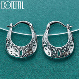 925 Silver Flower Hoop Earrings Wedding Jewelry