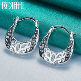 925 Silver Flower Hoop Earrings Wedding Jewelry