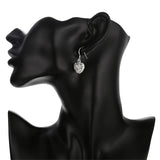 925 Silver Heart Ball Drop Earrings Wedding Engagement Party Jewelry