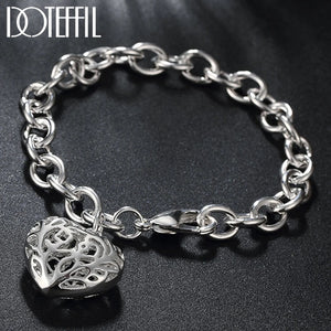 925 Silver Heart Bracelet Chain Wedding Jewelry