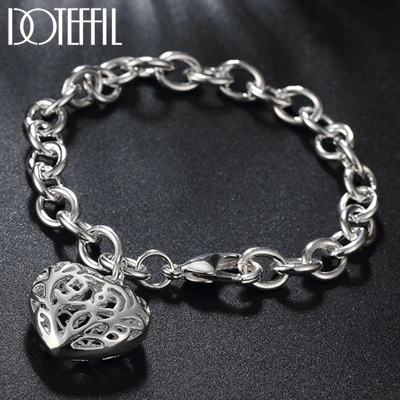 925 Silver Heart Bracelet Chain Wedding Jewelry