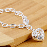925 Silver Heart Bracelet Chain Wedding Jewelry