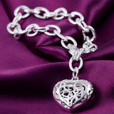 925 Silver Heart Bracelet Chain Wedding Jewelry