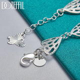 925 Silver Heart Butterfly Chain Pendant Bracelet Wedding Jewelry