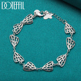 925 Silver Heart Butterfly Chain Pendant Bracelet Wedding Jewelry