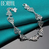 925 Silver Heart Butterfly Chain Pendant Bracelet Wedding Jewelry