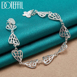 925 Silver Heart Butterfly Chain Pendant Bracelet Wedding Jewelry