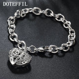 925 Silver Heart Pendant Bracelet for Woman Wedding Charm Jewelry