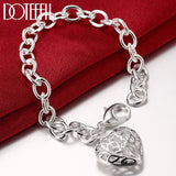 925 Silver Heart Pendant Bracelet for Woman Wedding Charm Jewelry