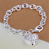 925 Silver Heart Pendant Bracelet for Woman Wedding Charm Jewelry