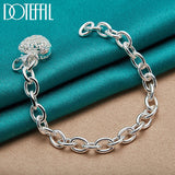 925 Silver Heart Pendant Bracelet Wedding Engagement Jewelry