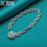925 Silver Heart Pendant Bracelet Wedding Engagement Jewelry