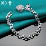 925 Silver Heart Pendant Bracelet Wedding Engagement Jewelry