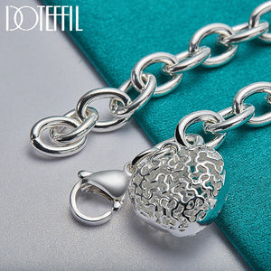 925 Silver Heart Pendant Bracelet Wedding Engagement Jewelry